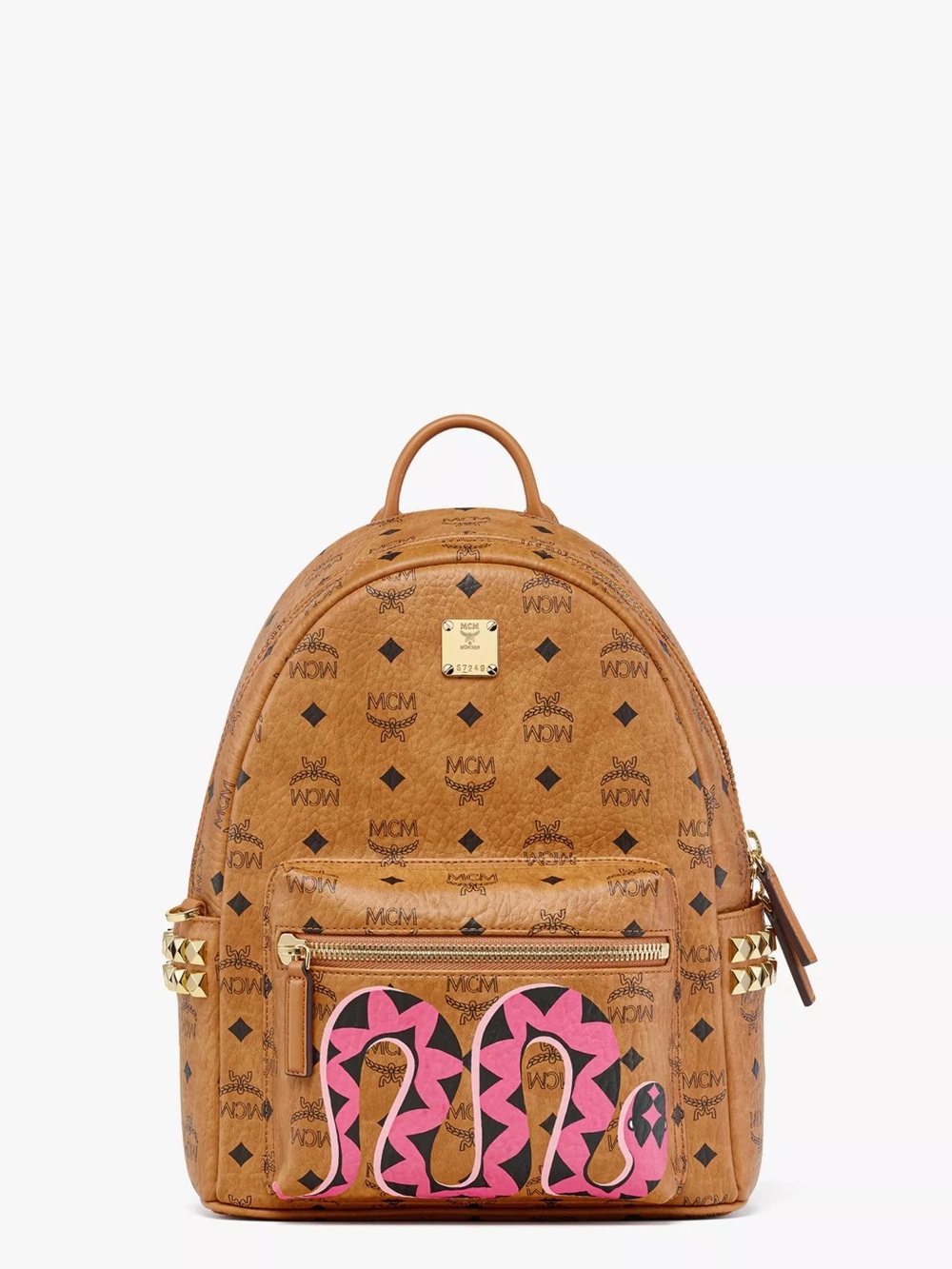 MCM Year of the Snake Stark Backpack Cognac Pink Visetos NWT